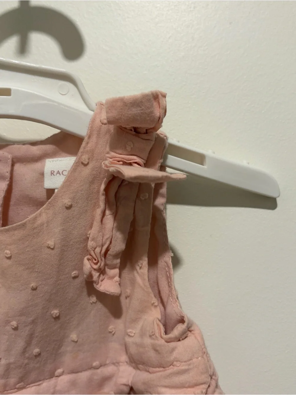 Pink Textured Baby Bubble Romper with Tie Straps